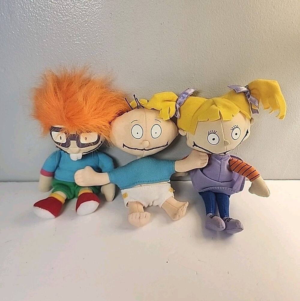 Vintage 1997 RUGRATS Plush Mini Applause Doll Figures Tommy, Chuckie, Angelica